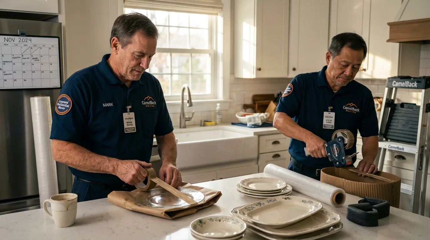 Professional crew packing kitchen dishware in Omaha, NE